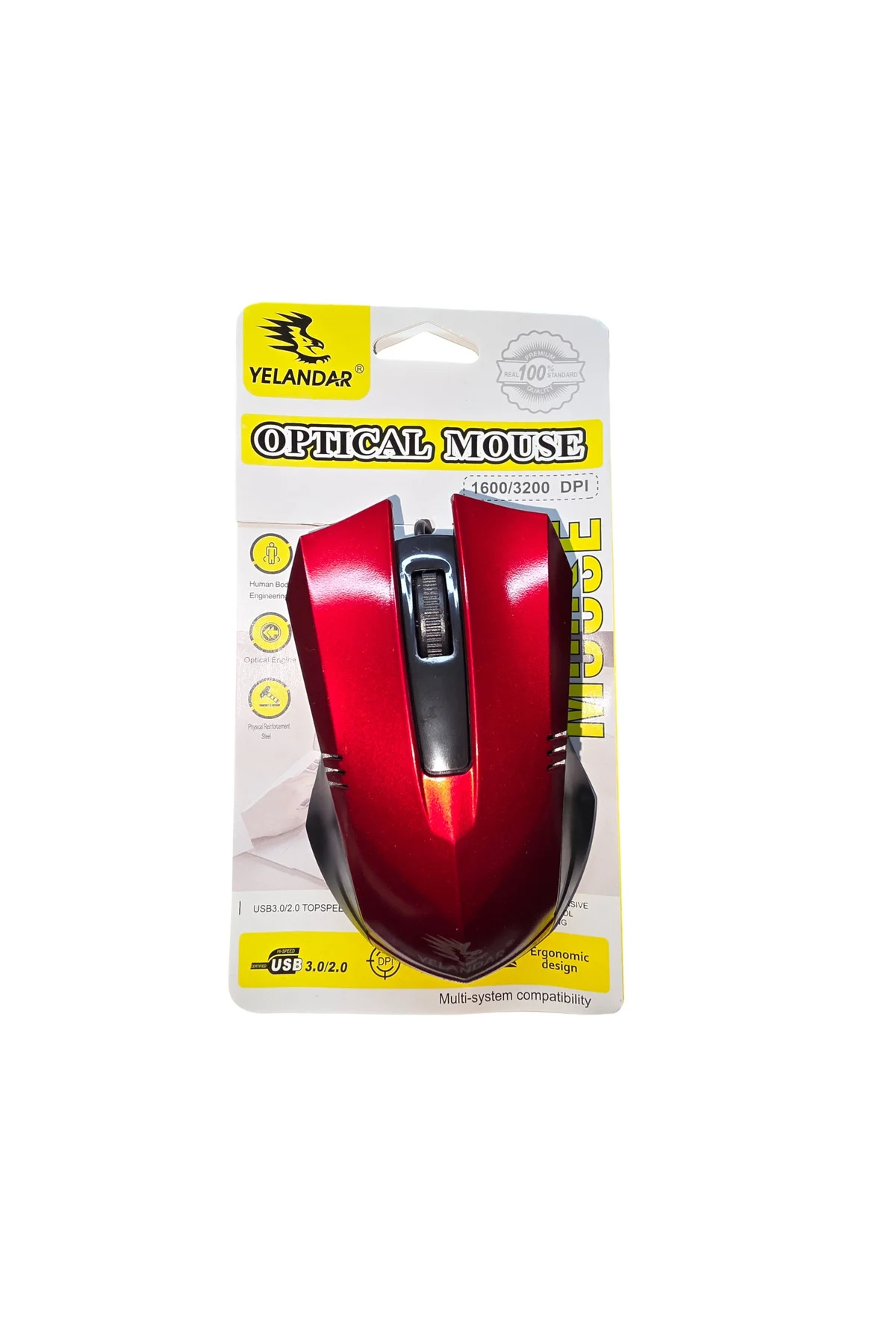 Kablolu Optik Bilgisayar Faresi - 3 Tuşlu, (JA-312) - Kablolu Mouse Kırmızı