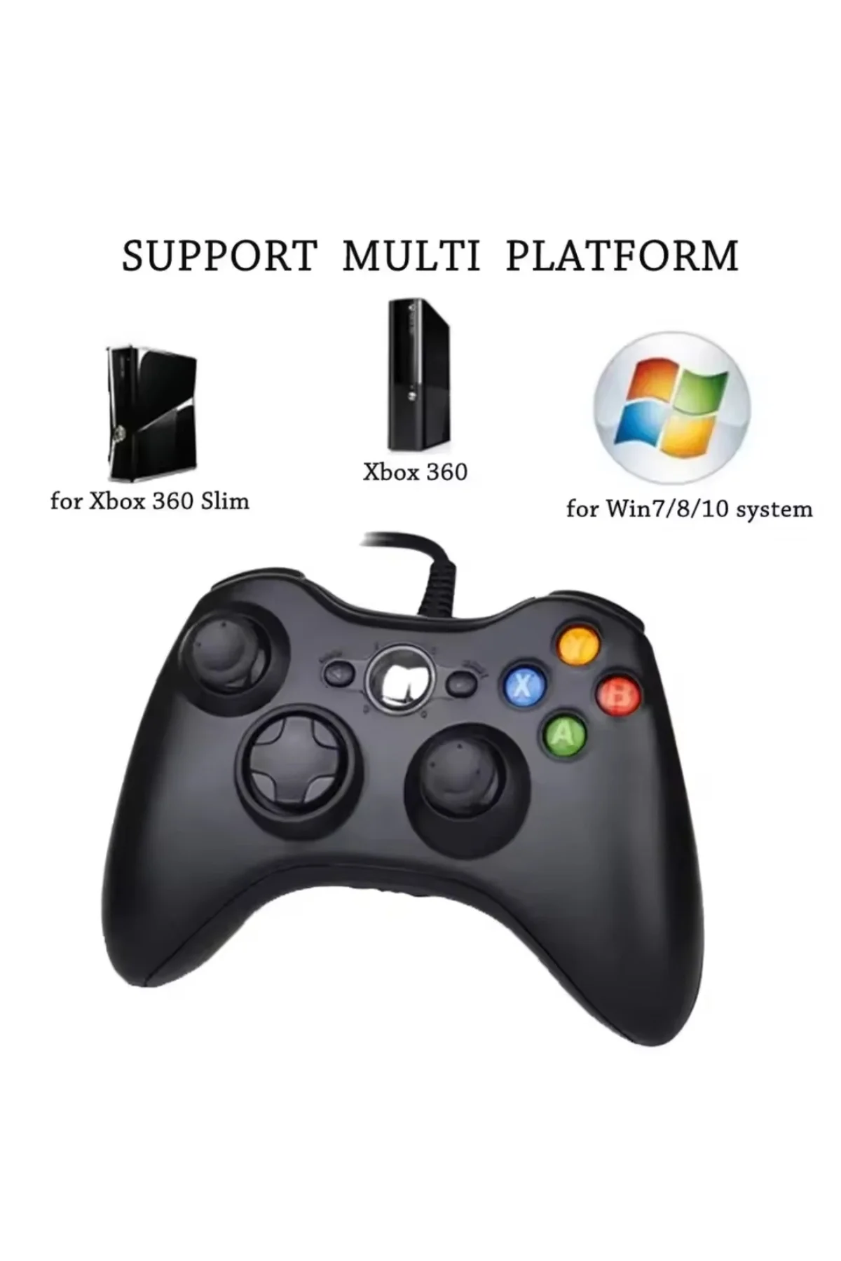 Kablolu siyah joystick titreşimli hızlı şarj destekli PC ve 360 uyumlu garantisiz