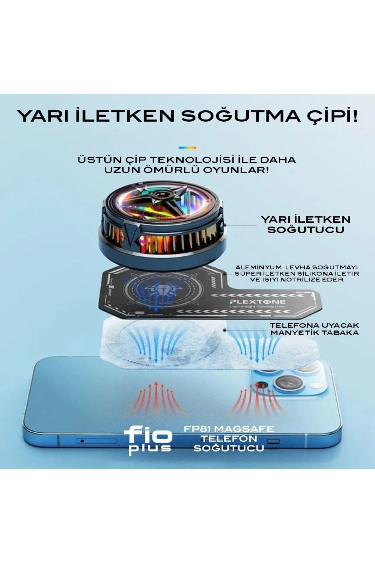 Kablolu Telefon Soğutucu Fan ve Alüminyum Radyatör ile Mobil Oyun Performansı İçin Soğutma Aksesuarı