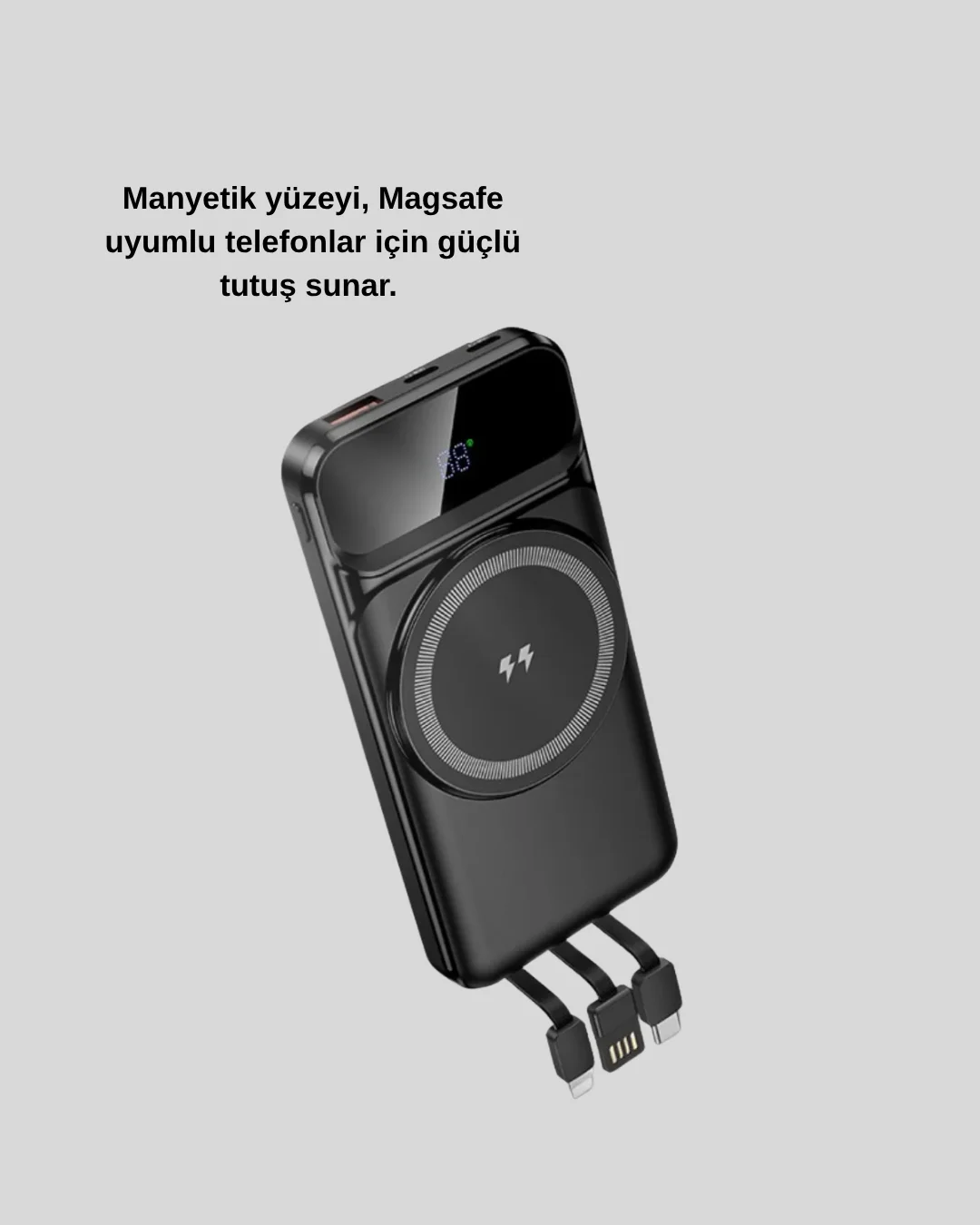 Kablosuz 15W Şarj Destekli 10000 mAh Taşınabilir Powerbank – Hızlı Şarj Özellikli
