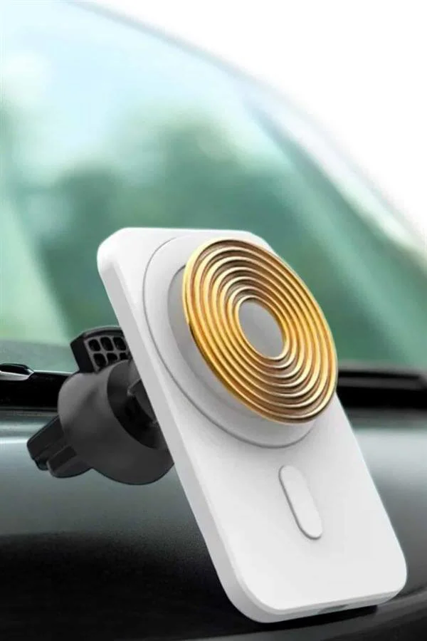 Kablosuz 15W Taşınabilir Şarj Aleti Çift Kablo - Araç İçin Magnetik ve 360° Dönebilen Şarj Çözümü