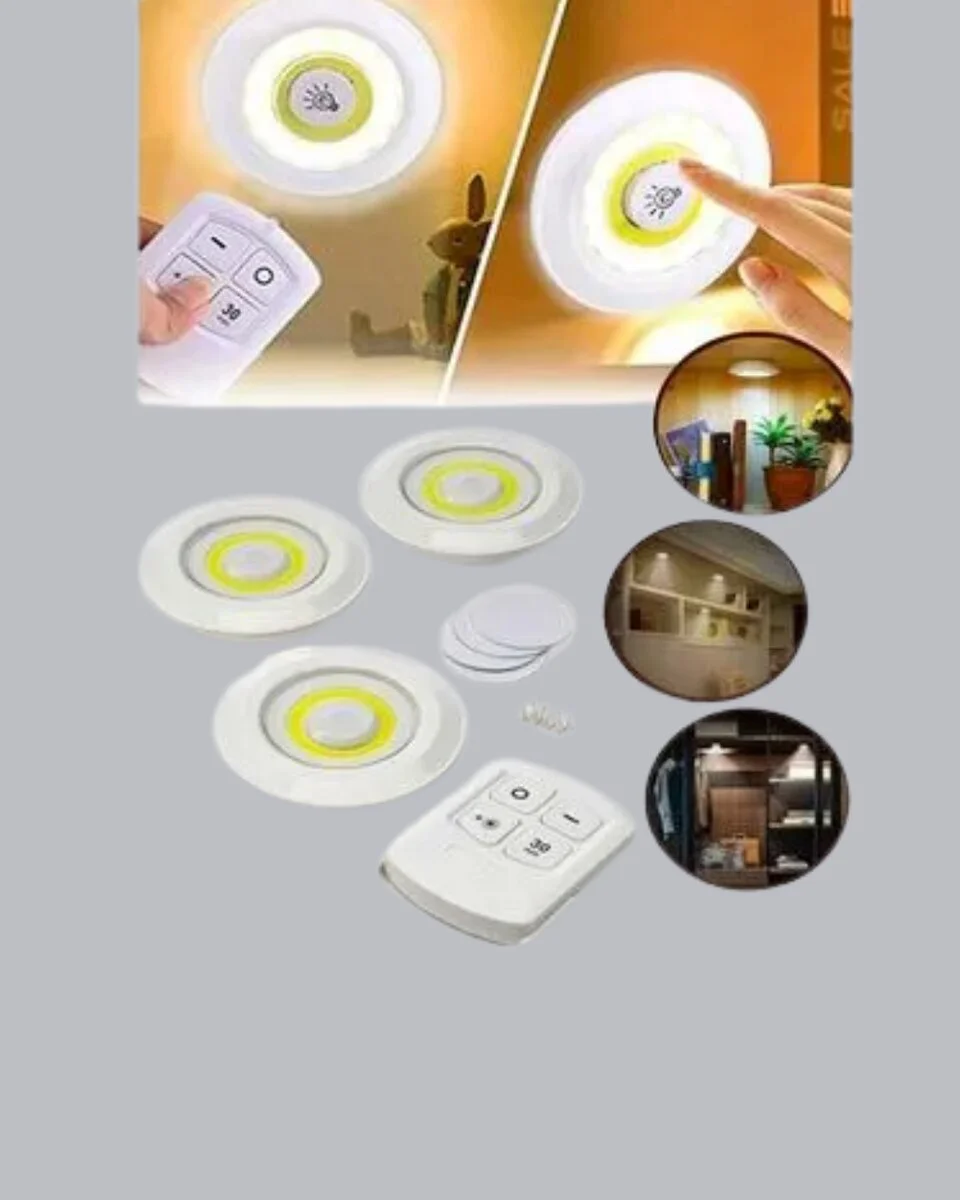 Kablosuz 3'lü Spot LED Lamba Seti - Uzaktan Kumandalı Enerji Tasarruflu Aydınlatma