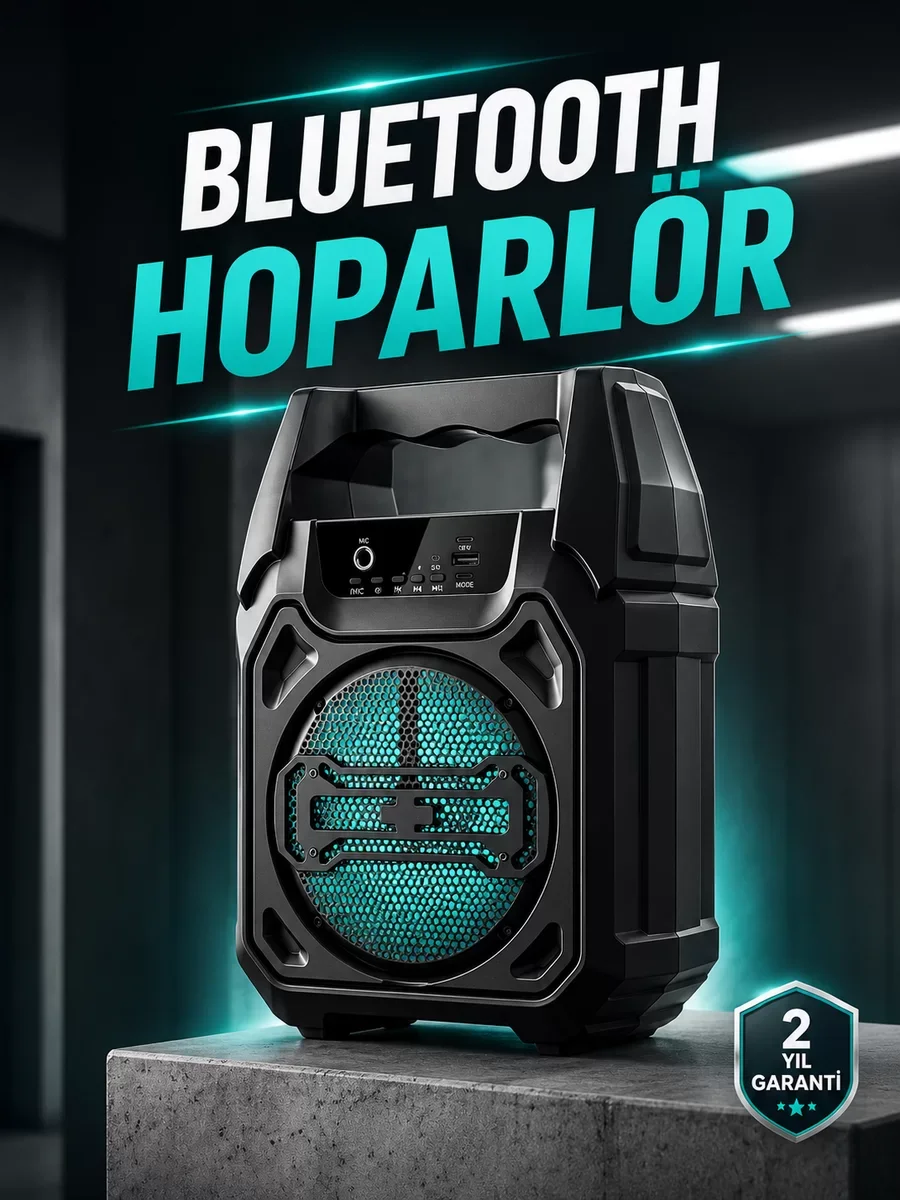 Kablosuz 6.5 İnç TWS Bluetooth Hoparlör - 15W Güçlü Ses ve Karaoke Deneyimi