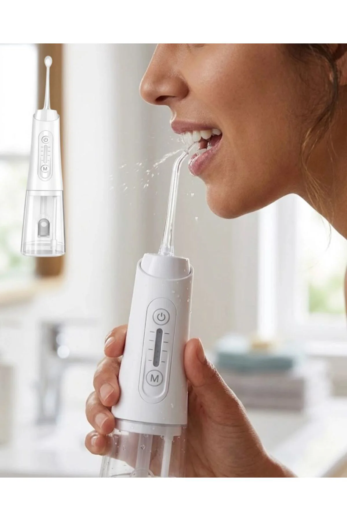 Kablosuz Ağız Duşu 320 Ml Su Tanklı 4 Modlu 5 Başlıklı Temizlik C