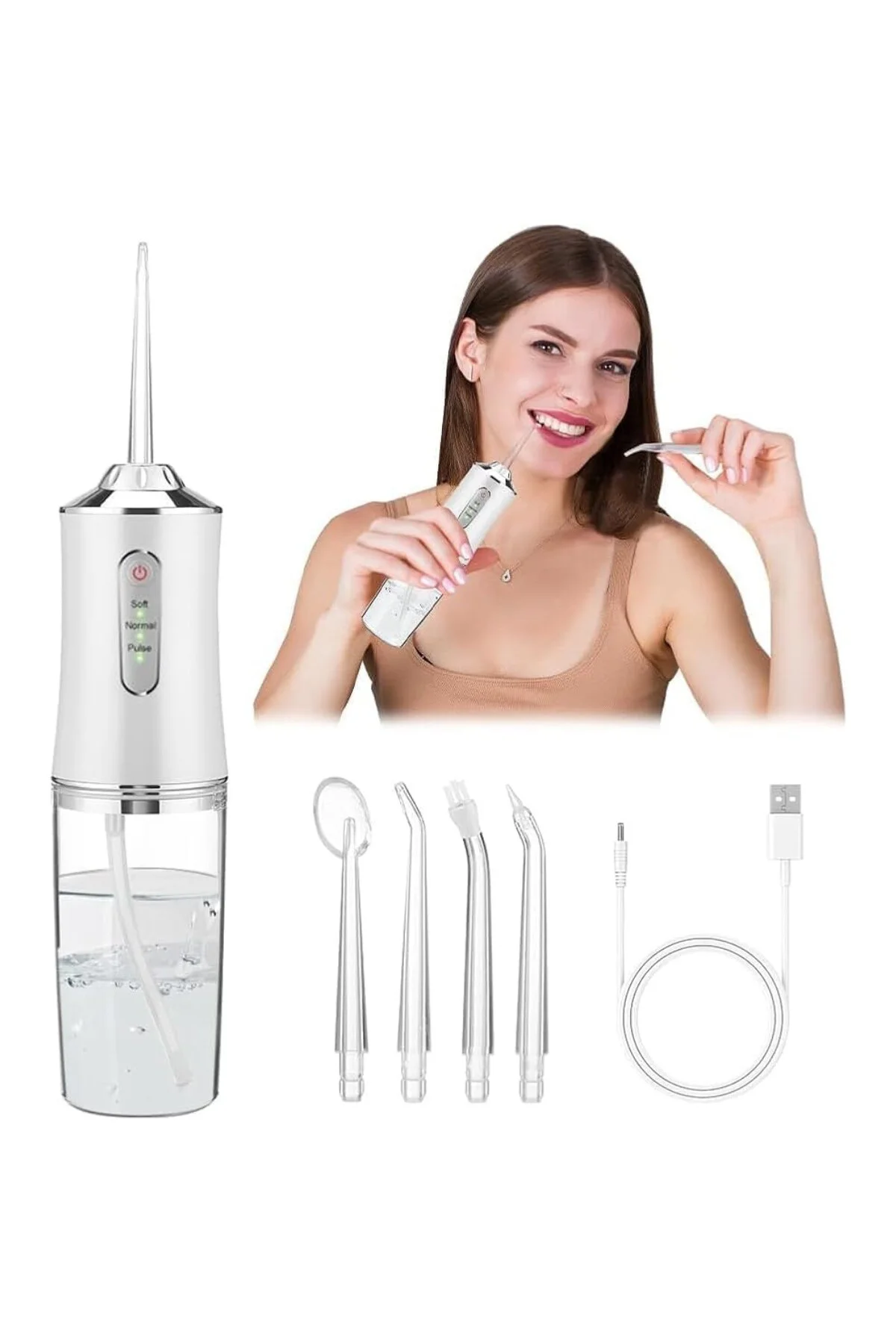 Kablosuz Ağız Duşu, Su Flosser Elektrikli, 3 Mod ve 4 Başlıklı, Ağız Duşu, Test Birincisi