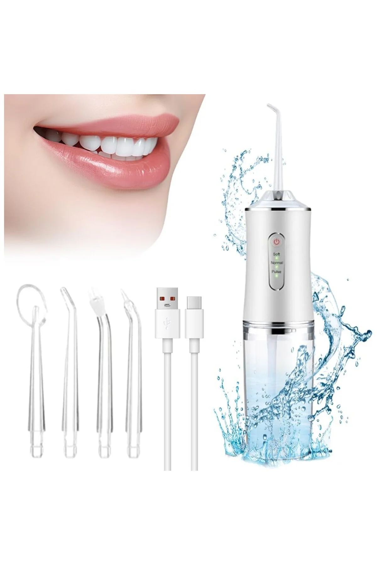 Kablosuz Ağız Duşu, Su Flosser Elektrikli, 3 Mod ve 4 Başlıklı, Ağız Duşu, Test Birincisi