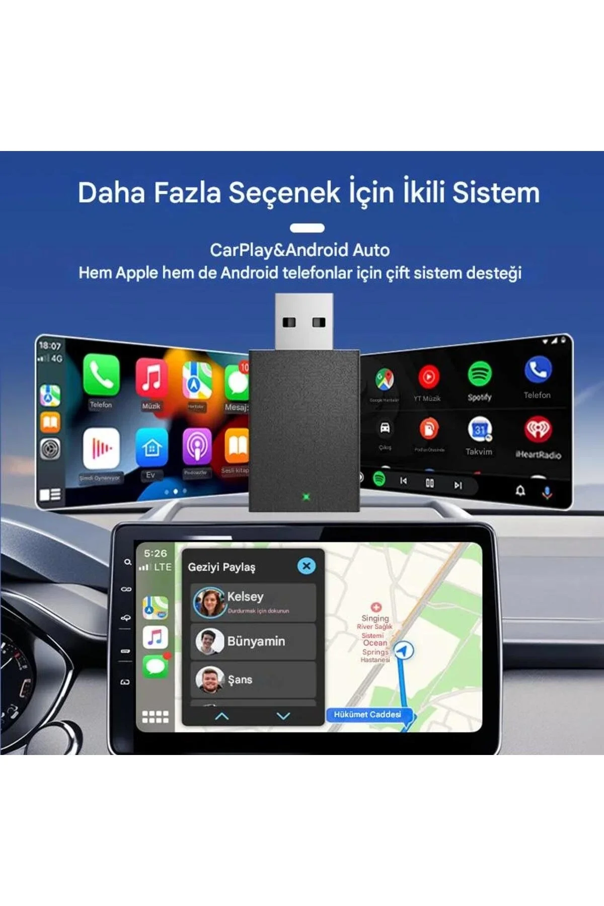 Kablosuz Android Auto/Car Play USB Dongle Cihazı Fiyatı, Yorumları ve Özellikleri