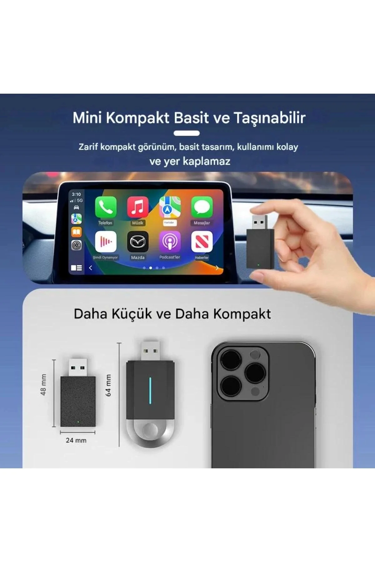 Kablosuz Android Auto/car Play Usb Dongle Cihazı