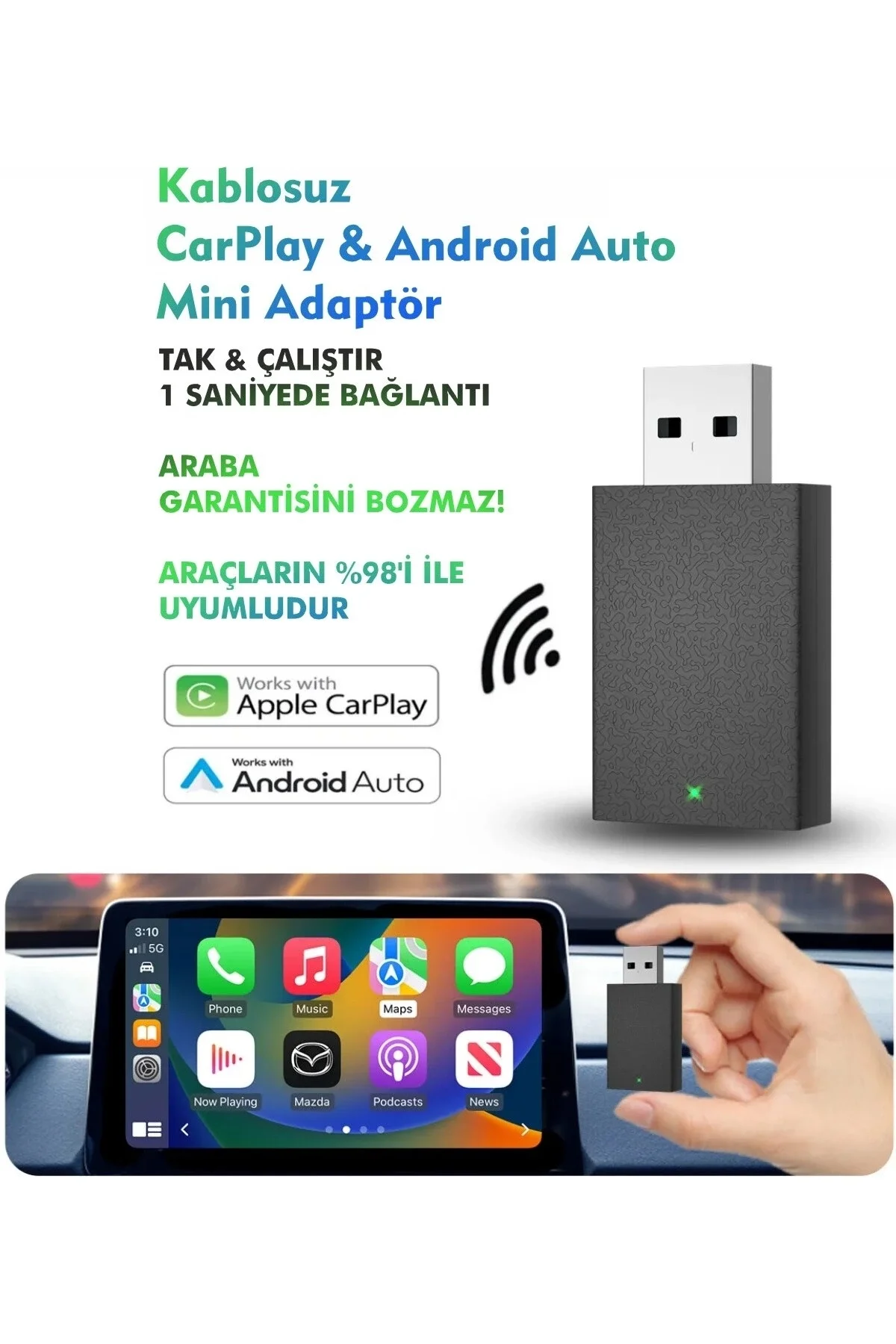 Kablosuz Android Auto/Car Play USB Dongle Cihazı Fiyatı, Yorumları ve Özellikleri