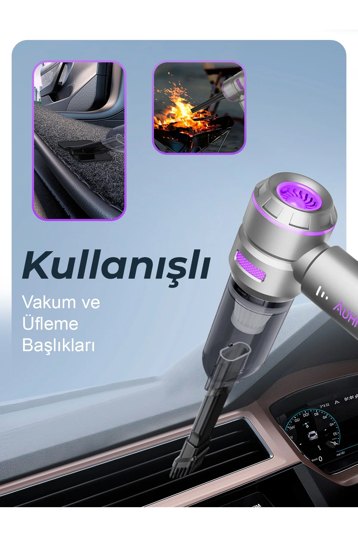 Kablosuz araç içi süpürge vakum gücü fırçasız motor üfleme vakum 2 yıl garantili