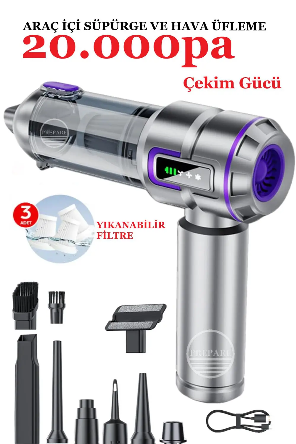 Kablosuz Araç İçi Süpürge 20.000PA Basınçlı Üfleme ve Çekme Süpür Kablosuz Araç İçi Süpürge 20.000PA Basınçlı Üfleme ve Çekme Süpür