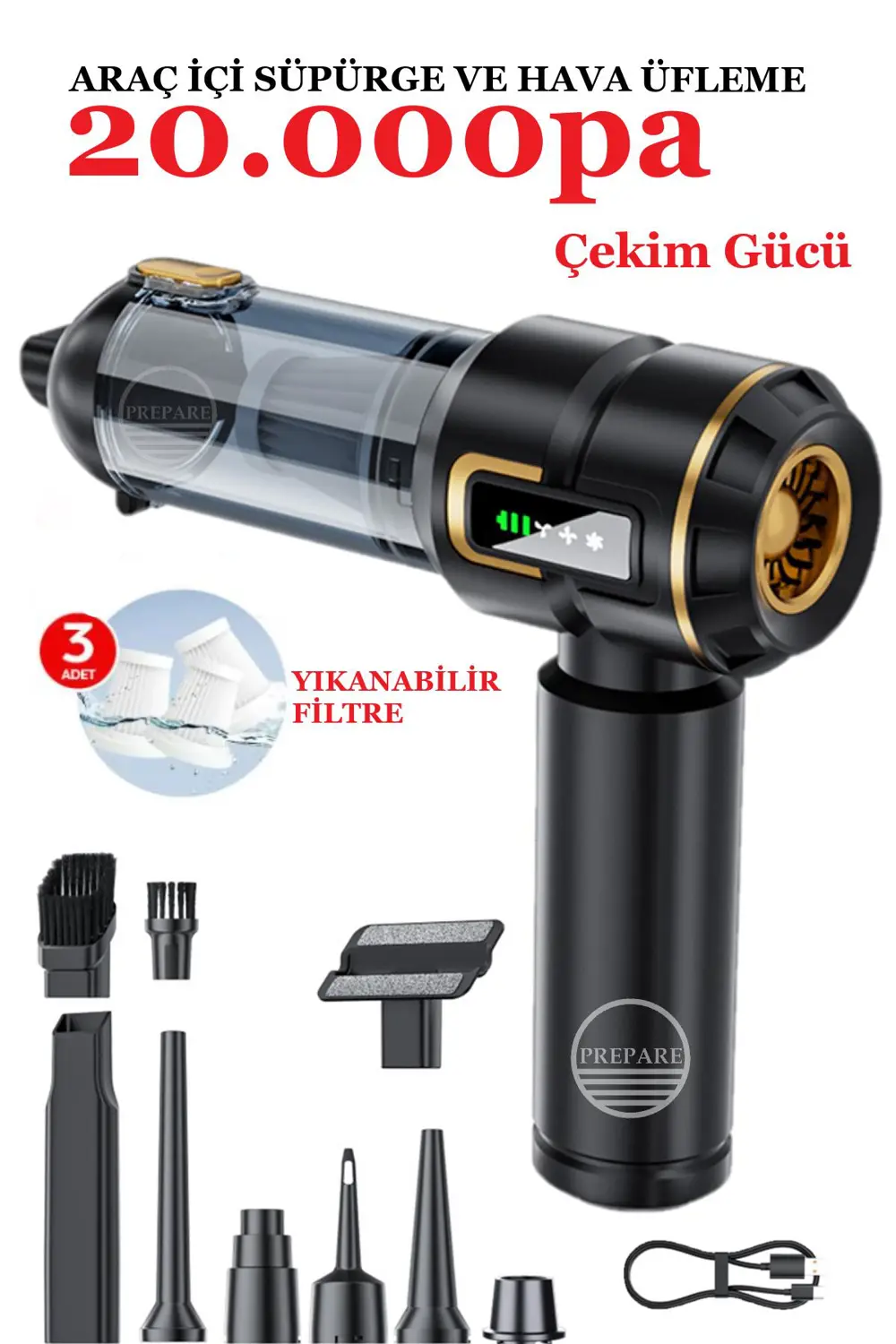 Kablosuz Araç İçi Süpürge 20.000PA Basınçlı Üfleme ve Çekme Süpür