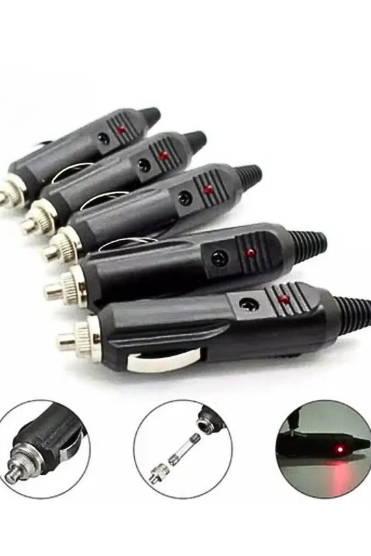 Kablosuz Araç Tipi OTO Çakmak Girişli Sigortalı DC Güç Fişi – LED