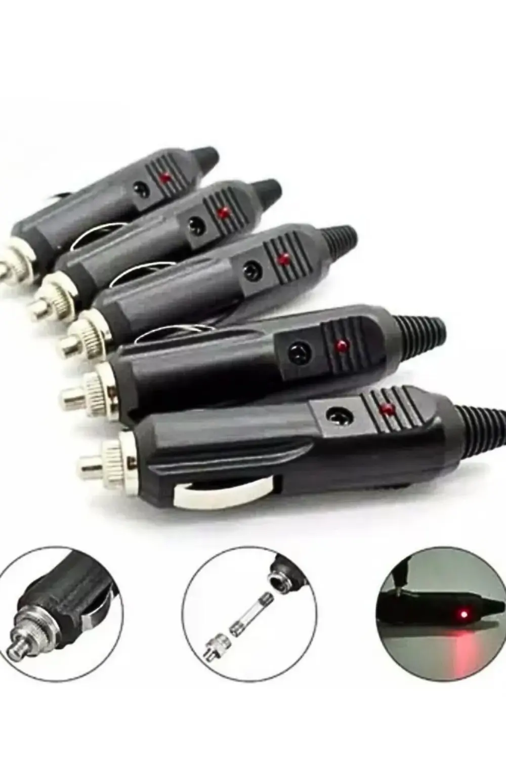 Kablosuz Araç Tipi OTO Çakmak Girişli Sigortalı DC Güç Fişi – LED