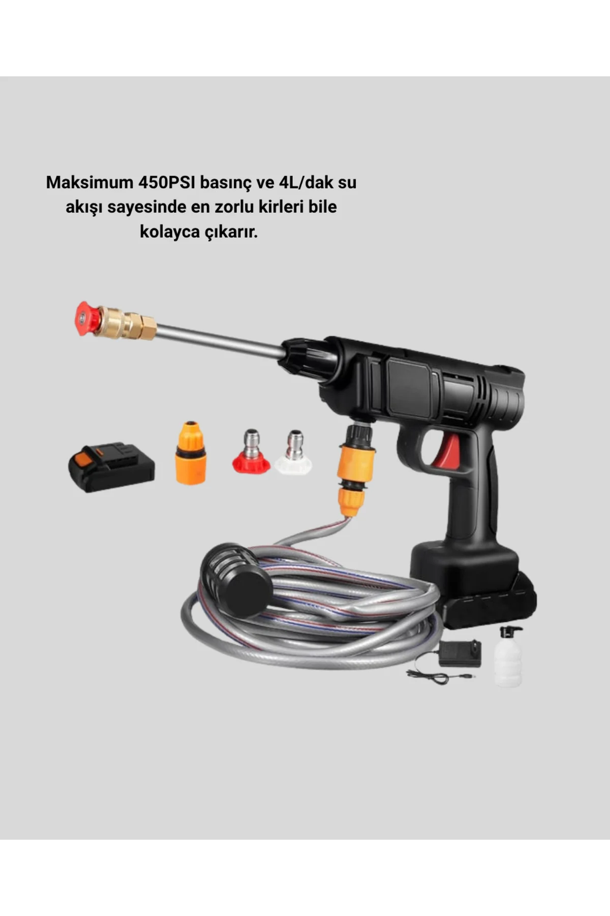 Kablosuz Basınçlı Yıkama Makinesi – 48V Güçlü Motor, 2 Pil ve Köp