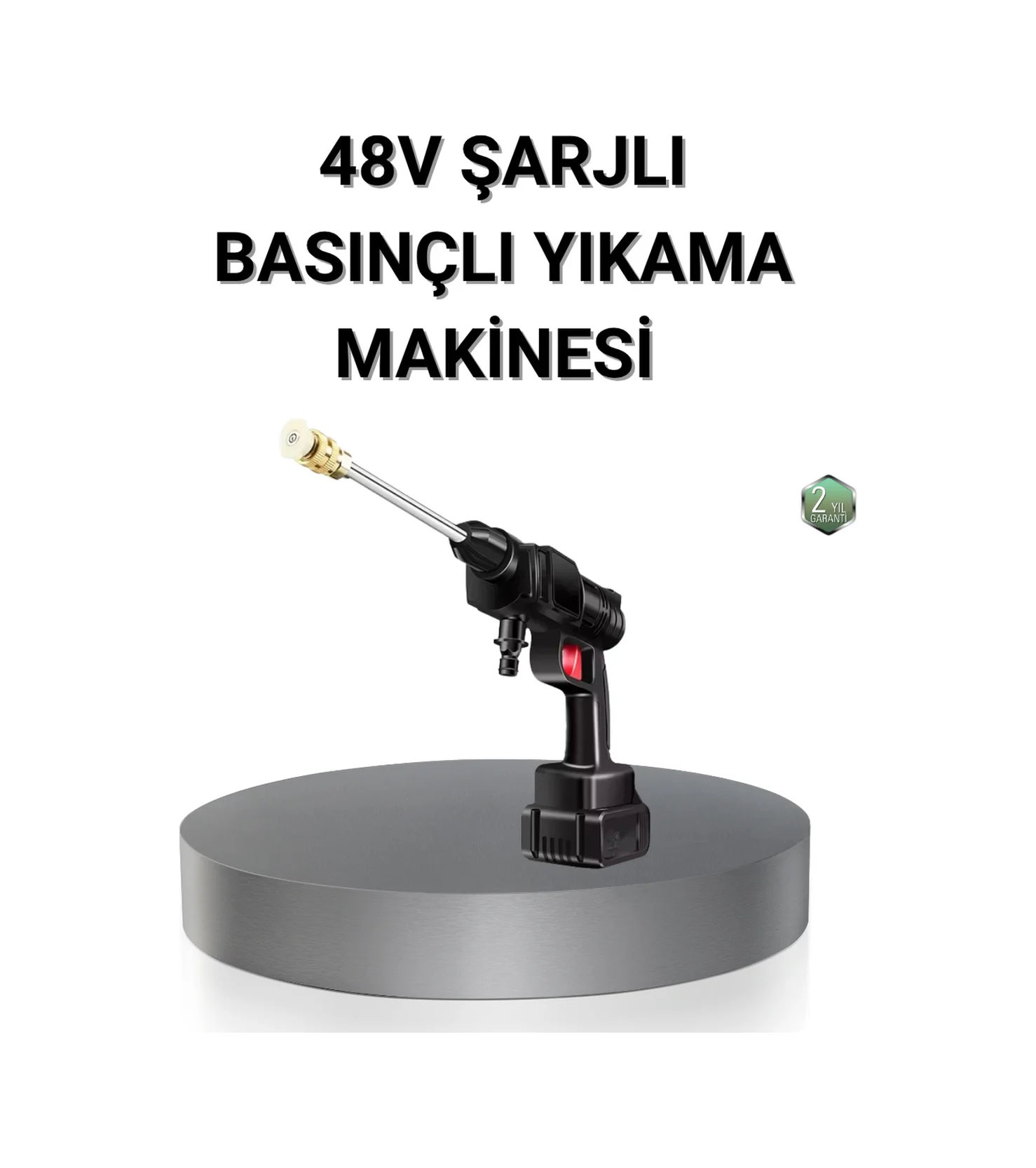 Kablosuz Basınçlı Yıkama Makinesi 48v Güçlü Motor, 2 Pil Ve Köpük Hazneli