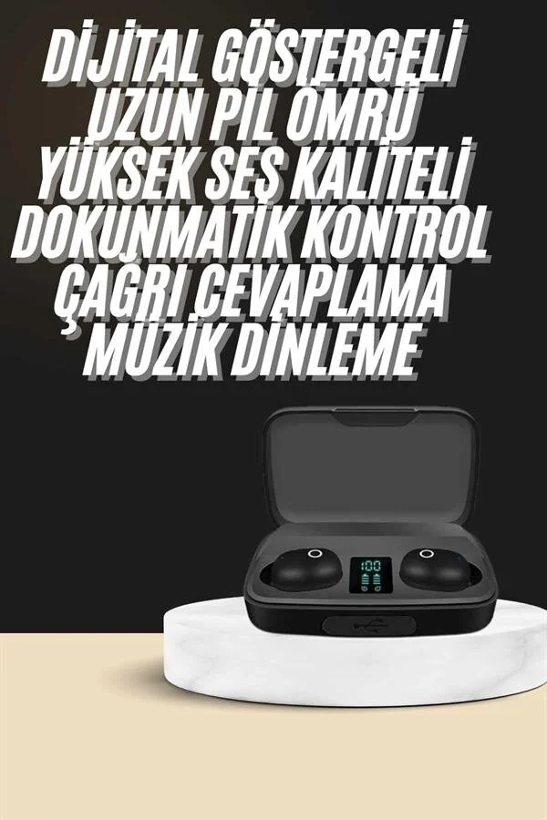 Kablosuz Bluetooth 5.0 TWS A10s Kulaklık - Dijital Göstergeli ve Çağrı Cevaplayıcı