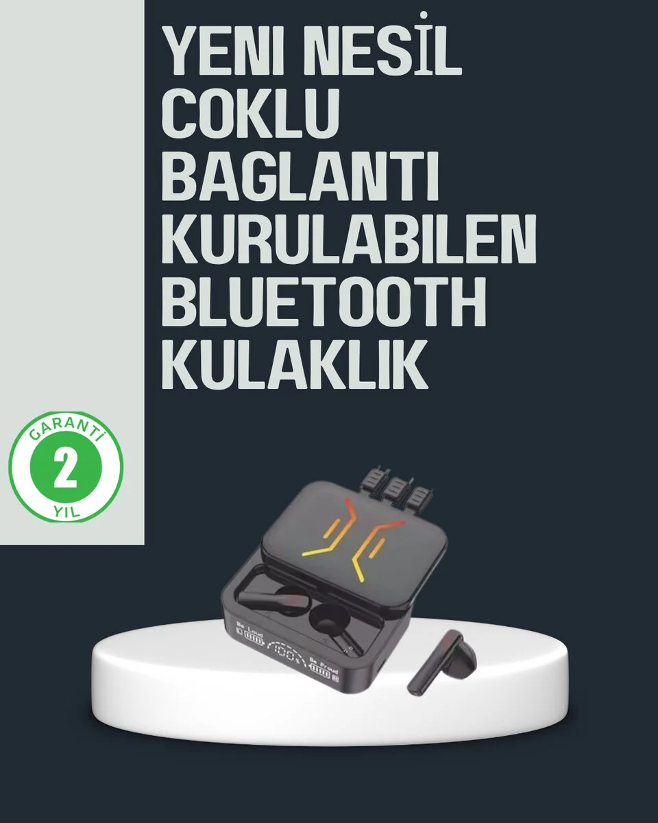 Kablosuz Bluetooth 5.0 Kulaklık – 300mAh Şarj Kutulu, Uzun Pil Ömrü ve Hızlı Şarj