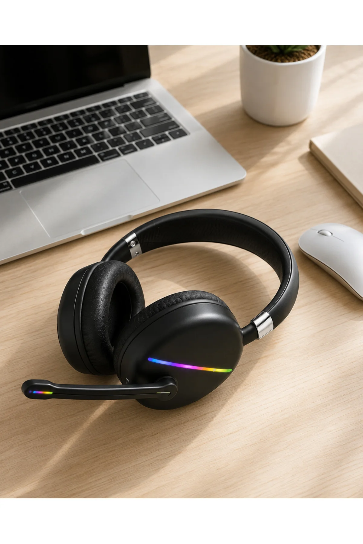 Kablosuz Bluetooth 5.0 Kulaklık RGB Işıklı Tasarım - Görsel 2