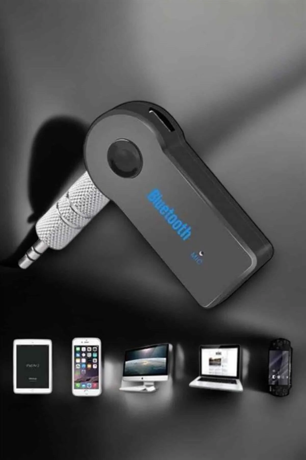 Kablosuz Bluetooth Aux Araç Kiti Siyah Hafıza Kartlı - Lisinya