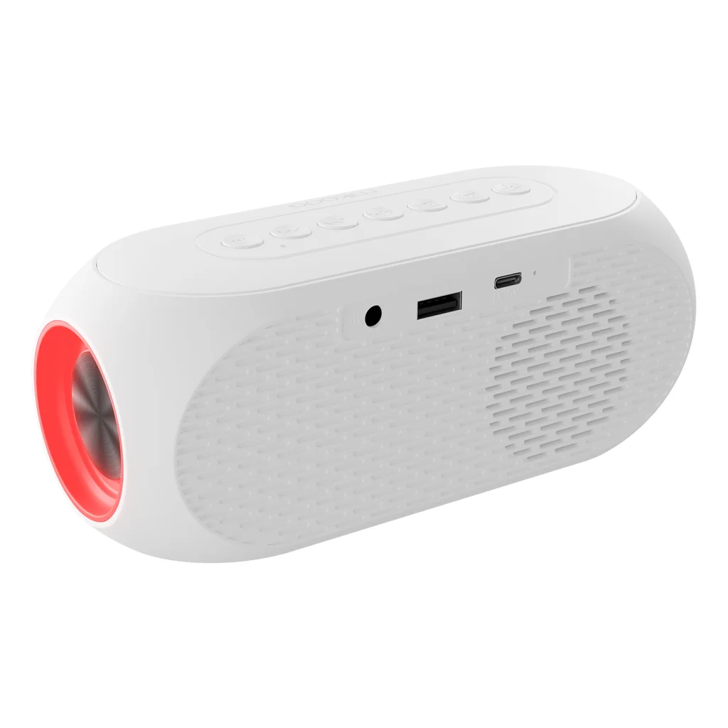 Kablosuz Bluetooth Alarm Saat Radyo ve Hoparlör - 5W 1200mAh Güçlü Batarya (Beyaz)