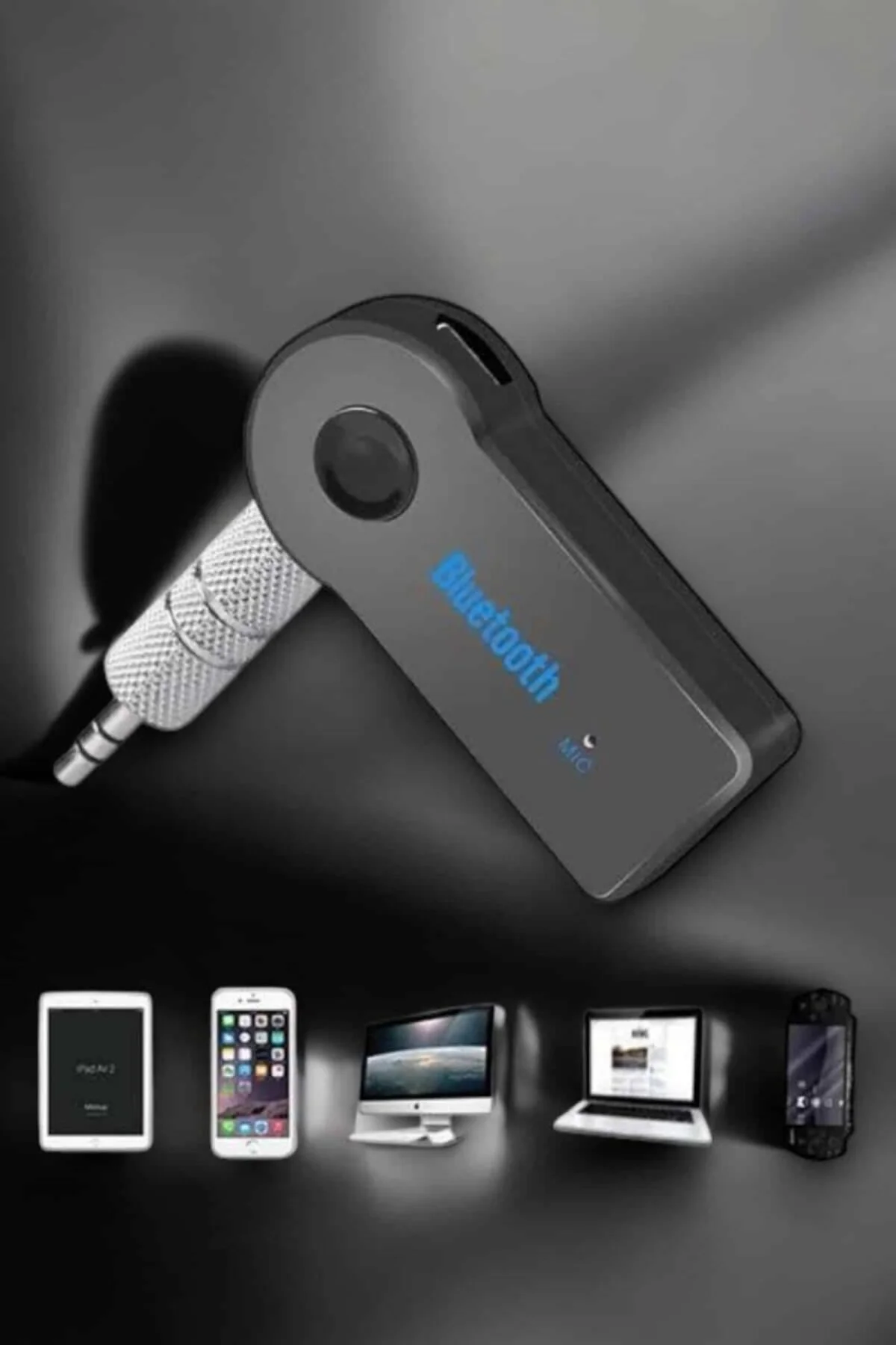 Kablosuz Bluetooth Aux Araç Kiti Siyah Hafıza Kartlı