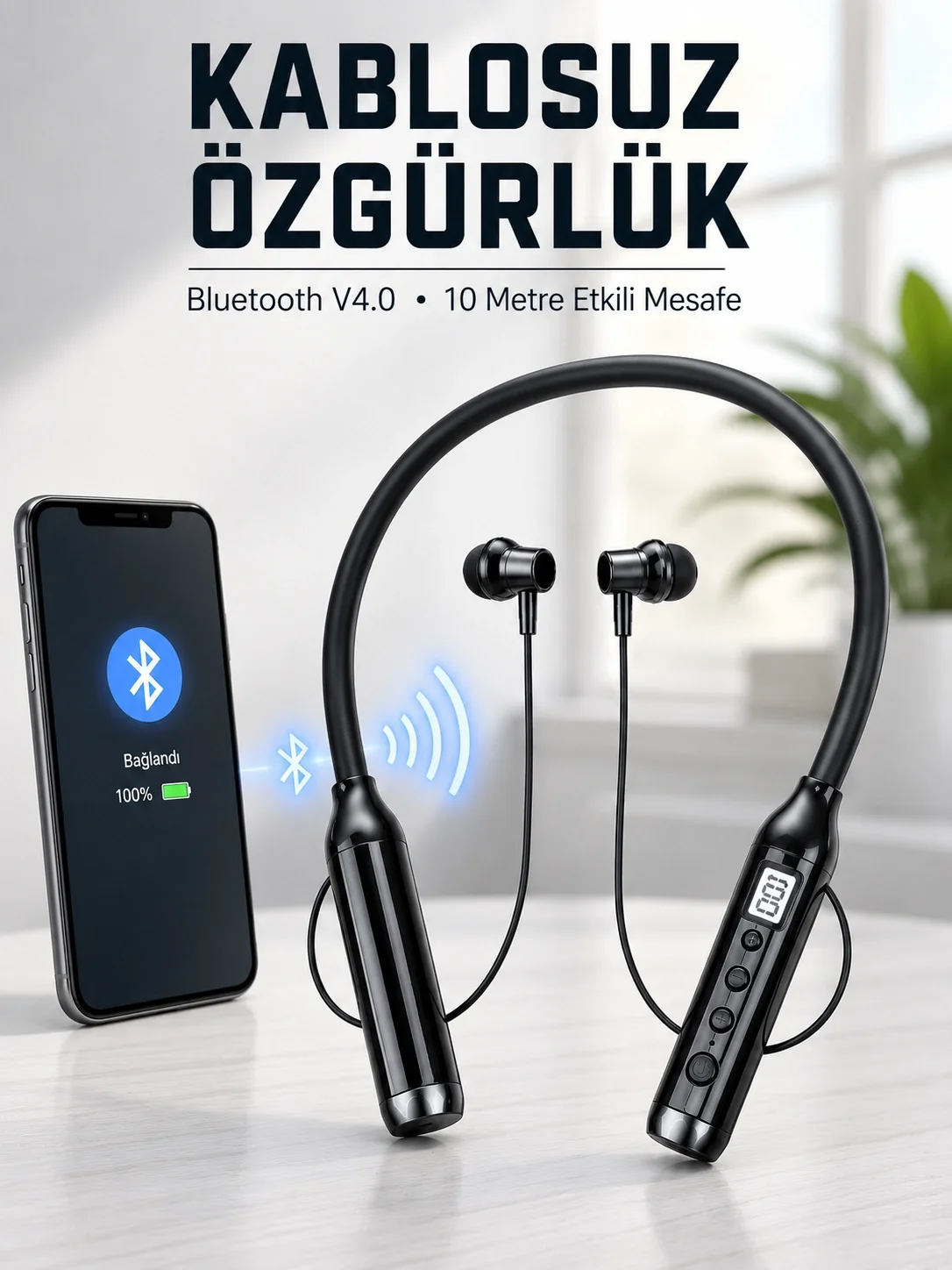 Kablosuz Bluetooth Boyun Kulaklığı 10 Metre Menzilli Mikrofonlu Ses Kontrollü Uzun Kullanım Süreli Kulak İçi Kulaklık Kablosuz Bluetooth Boyun Kulaklığı 10 Metre Menzilli Mikrofonlu Ses Kontrollü Uzun Kullanım Süreli Kulak İçi Kulaklık