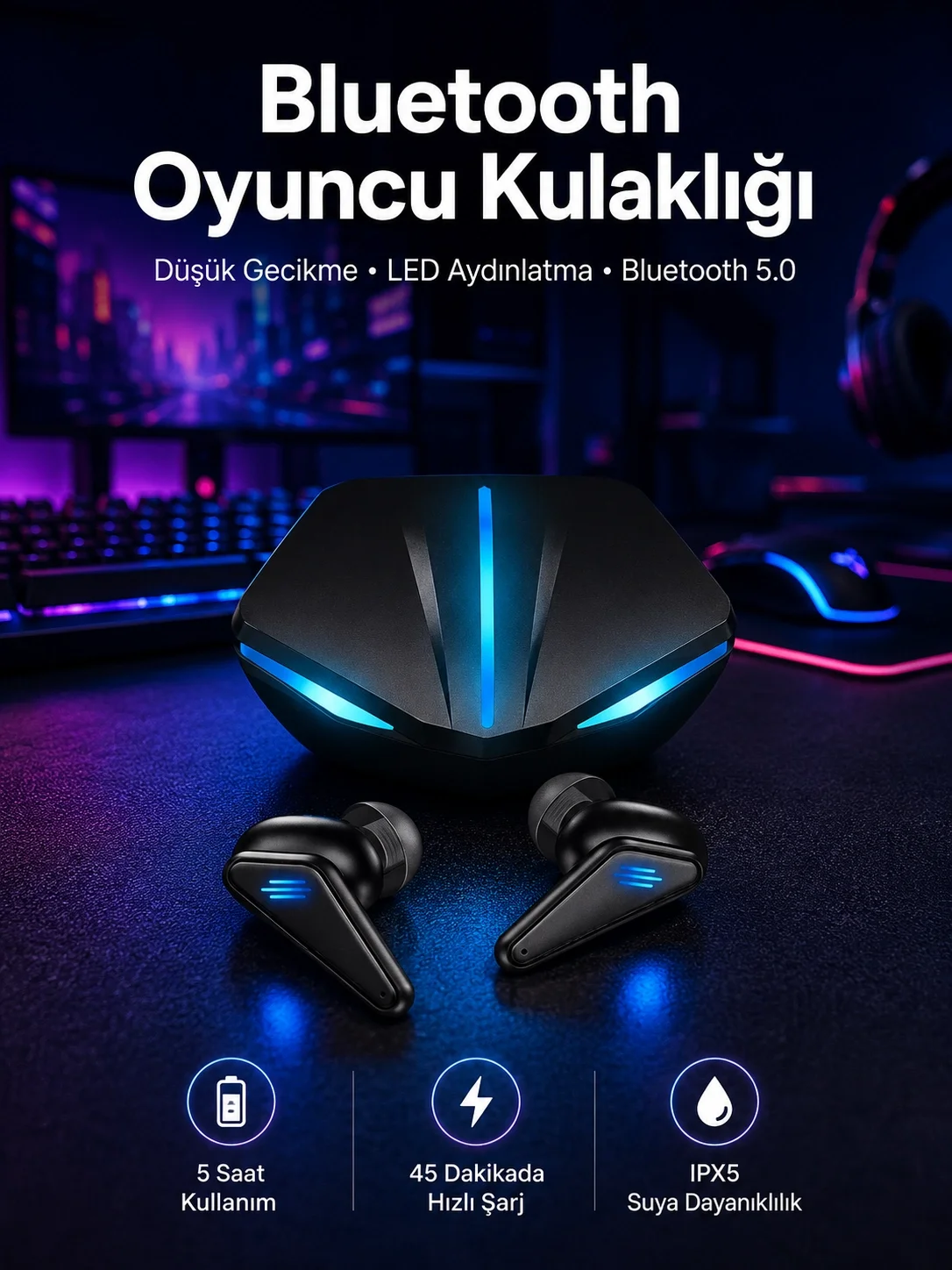 Kablosuz Bluetooth Bağlantılı Kulaklık ve Dokunmatik Ekran Akıllı Saat Arama Cevaplama