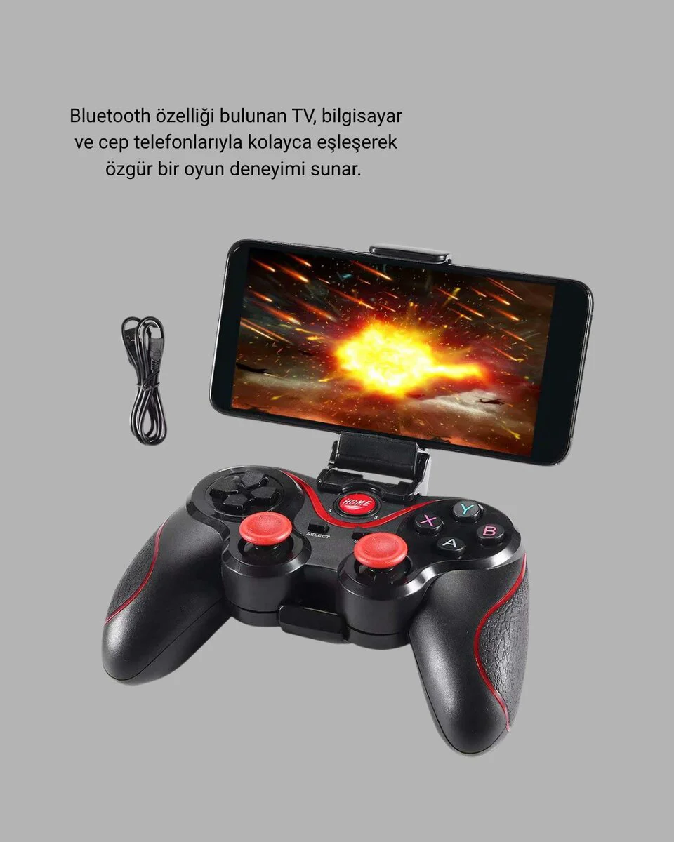 Kablosuz Bluetooth Gamepad - TV PC Telefon Uyumlu Ergonomik Kumanda