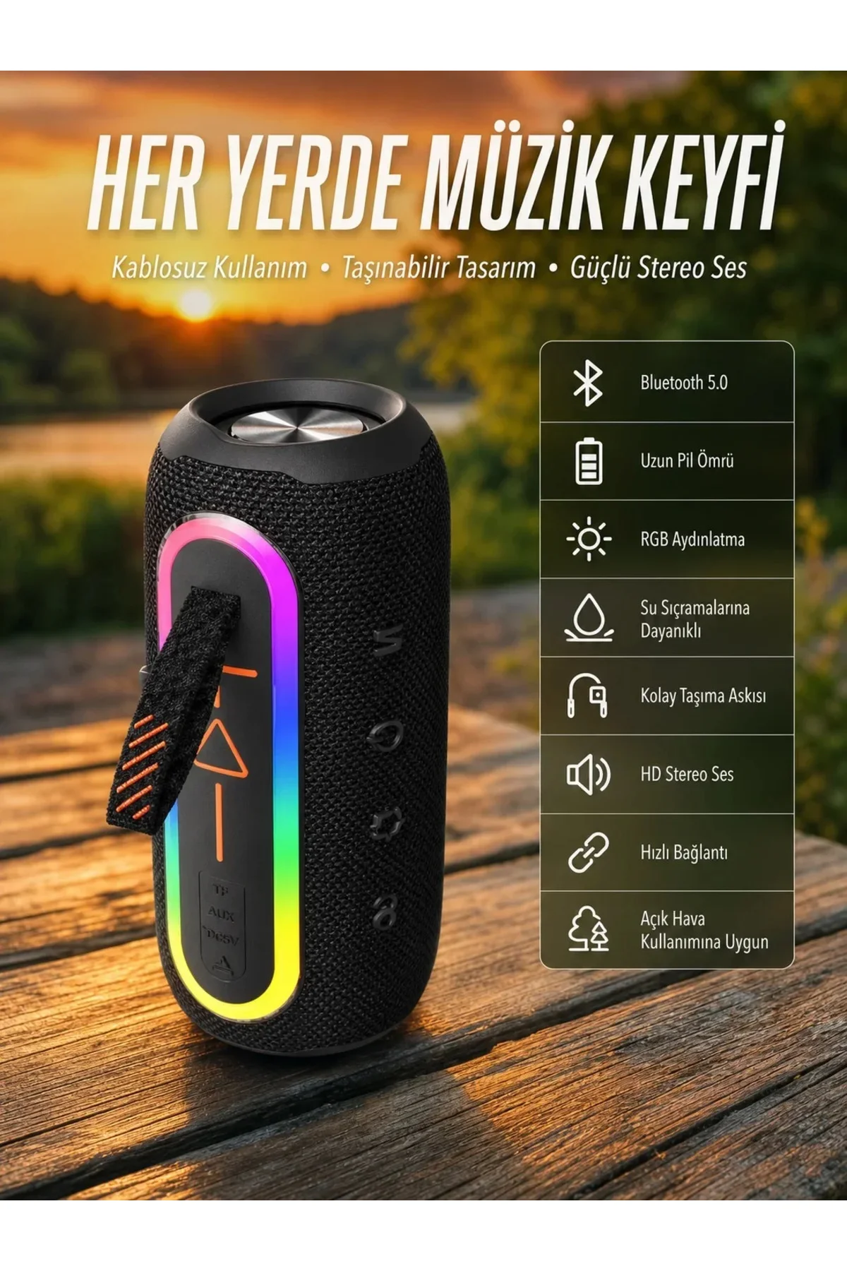 Kablosuz Bluetooth Hoparlör Taşınabilir Çoklu Bağlantılı Özelliği