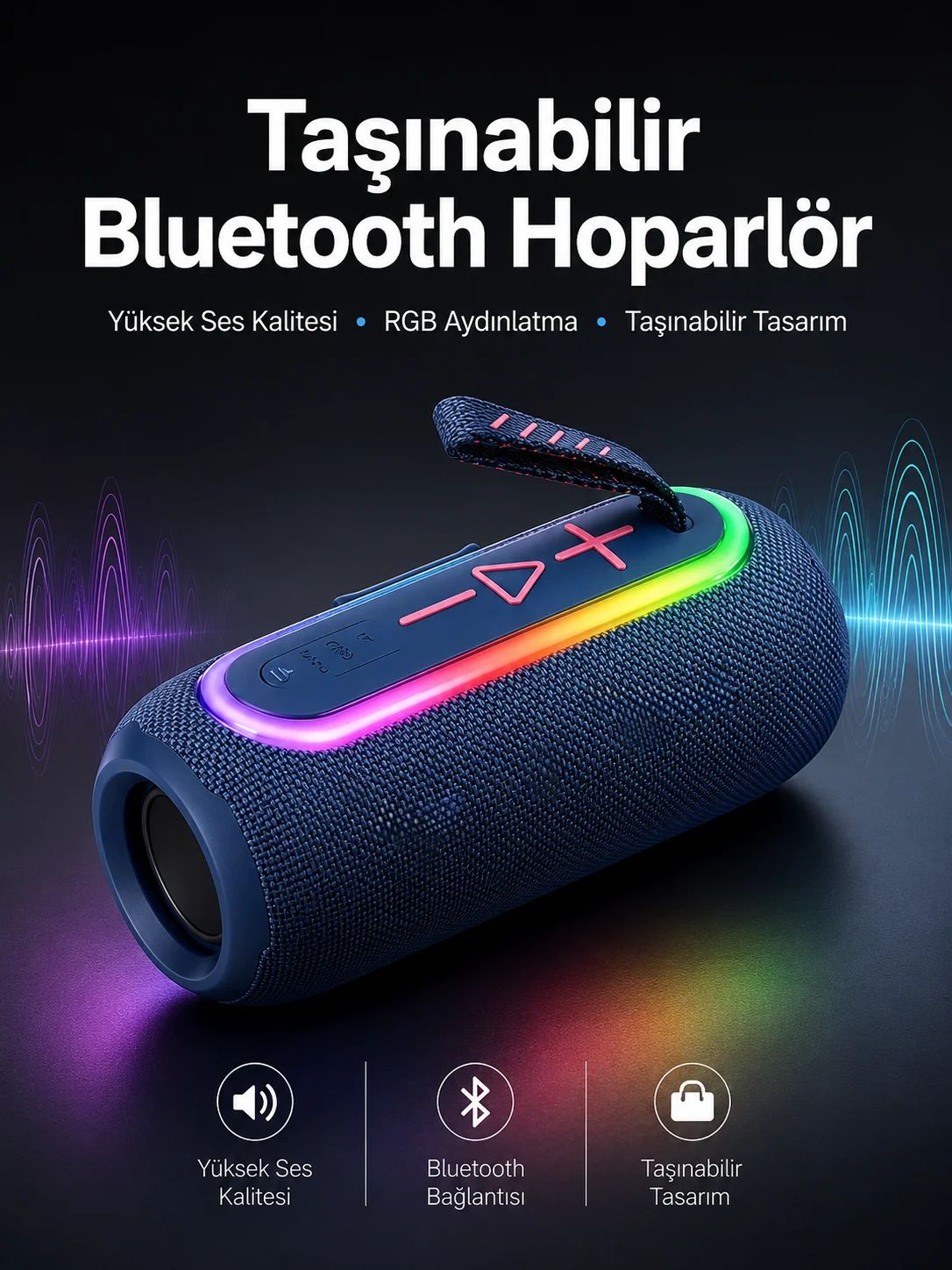 Kablosuz Bluetooth Hoparlör Uzun Pil Ömrü Taşınabilir