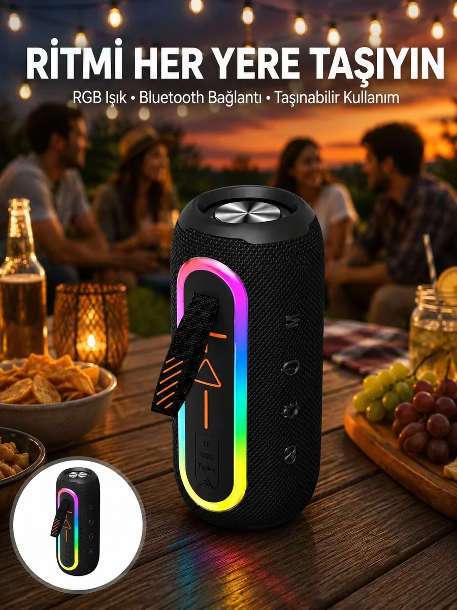 Kablosuz Bluetooth Hoparlör - Taşınabilir Yeni Nesil Çoklu Bağlantılı