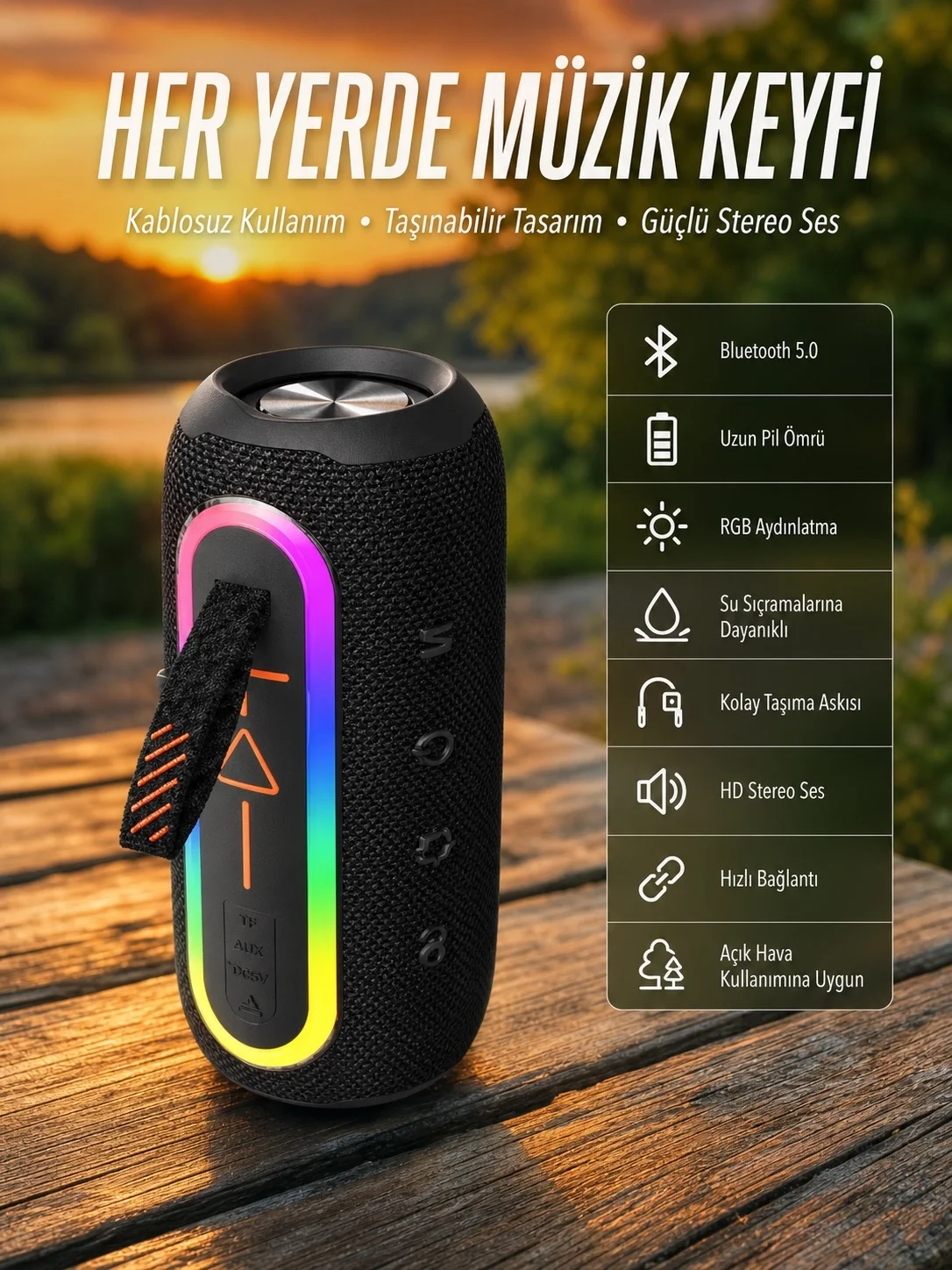 Kablosuz Bluetooth Hoparlör Taşınabilir Çoklu Bağlantılı Özelliği