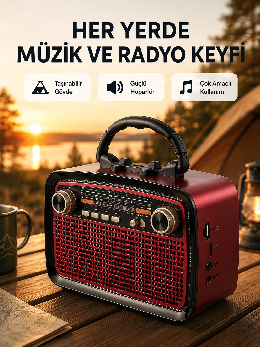 Kablosuz Bluetooth Hoparlör – Yüksek Ses Kalitesi, Uzun Pil Ömrü, FM ve AM Radyo Fonksiyonu