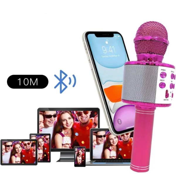 Kablosuz Bluetooth Karaoke Mikrofonu ve Hoparlörlü Taşınabilir Se