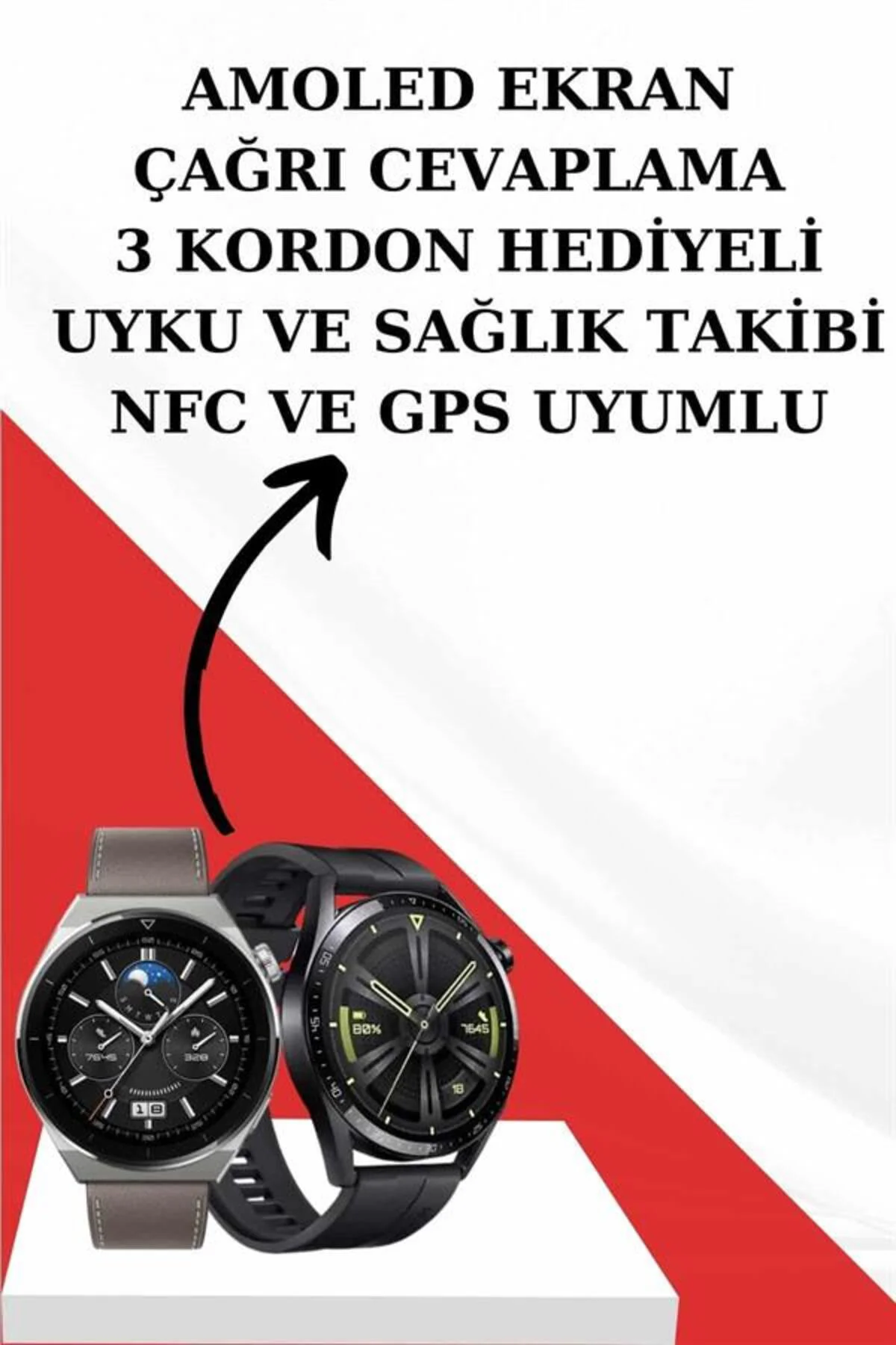 Kablosuz Bluetooth Kulaklık ve Kordon Hediyeli Akıllı Saat Nabız 