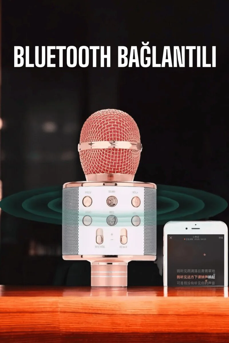Kablosuz Bluetooth Karaoke Mikrofon - USB ve AUX Girişli Yüksek Ses Kalitesi