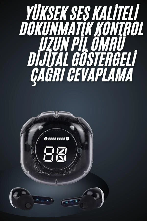 Kablosuz Bluetooth Kulaklık - Hifi Ses Kalitesi, Bluetooth 5.3, LED Ekran ve Kablosuz Şarj