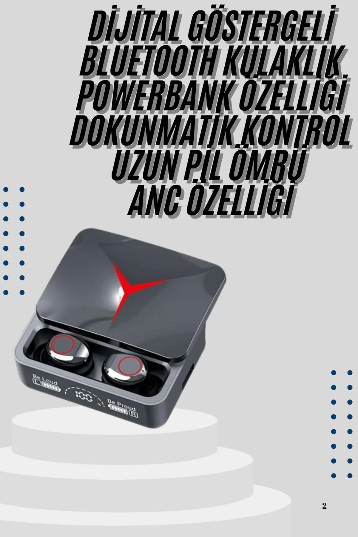 Kablosuz Bluetooth Kulaklık Powerbank Özellikli Göstergeli Hd Mik