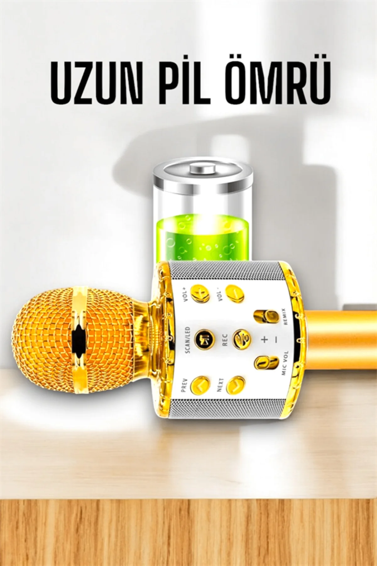 Kablosuz Bluetooth Karaoke Mikrofon USB ve AUX Girişli, Yüksek Se