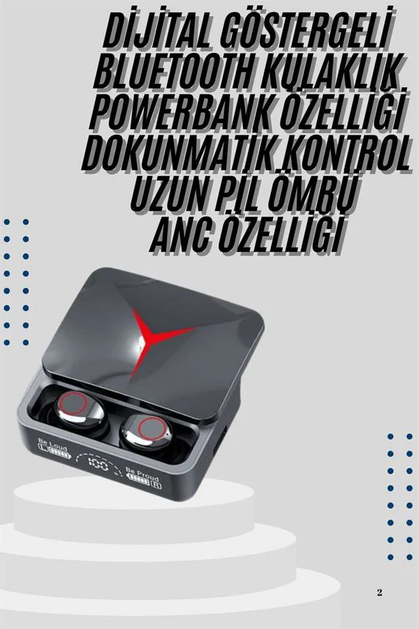 Kablosuz Bluetooth Kulaklık Powerbank Özellikli Göstergeli Hd Mik