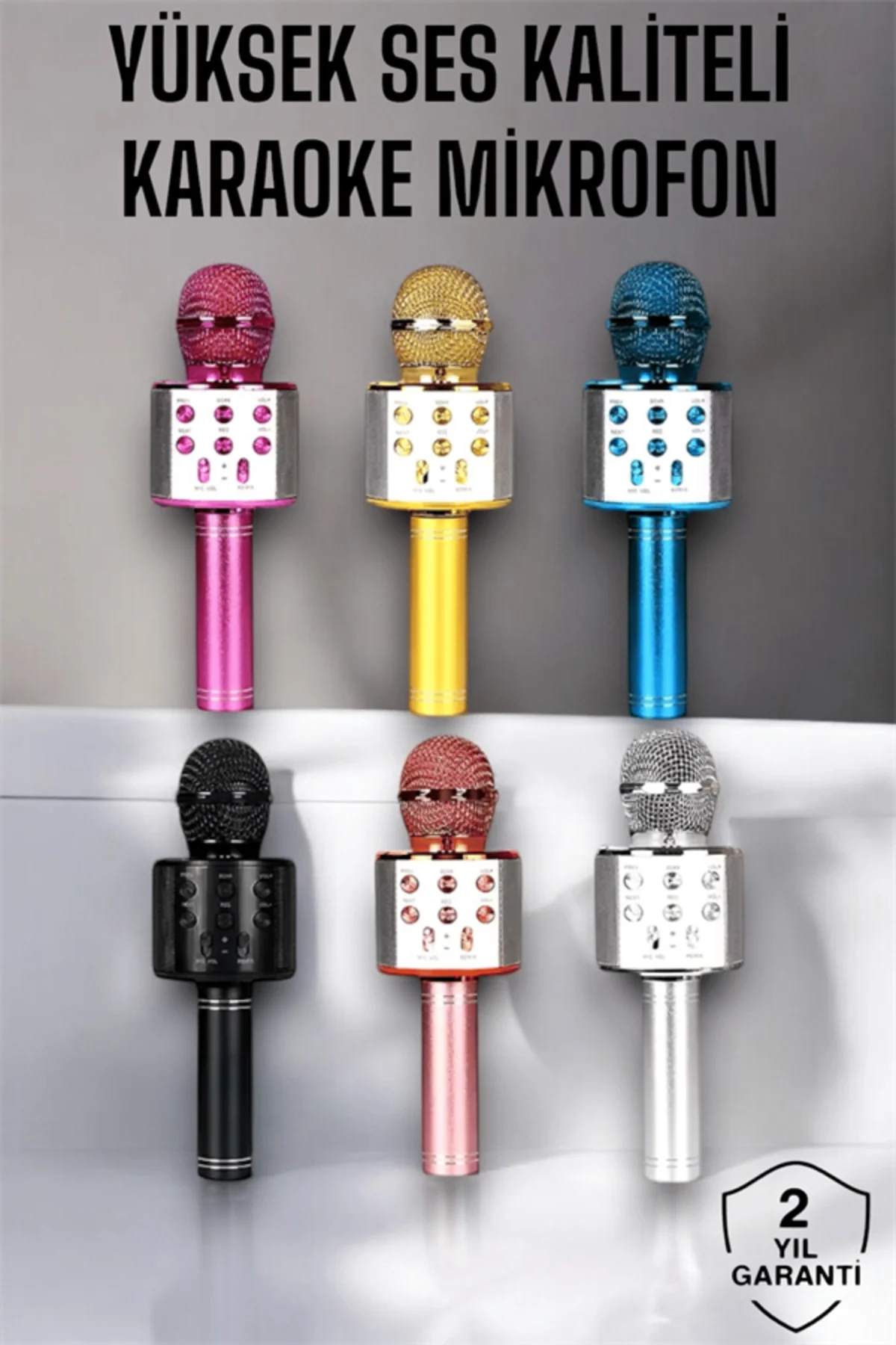 Kablosuz Bluetooth Karaoke Mikrofon USB ve AUX Girişli, Yüksek Se