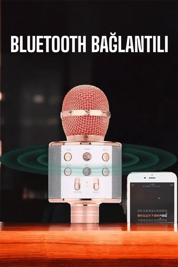 Kablosuz Bluetooth Karaoke Mikrofon USB ve AUX Girişli, Yüksek Ses Kalitesi Kablosuz Bluetooth Karaoke Mikrofon USB ve AUX Girişli, Yüksek Ses Kalitesi