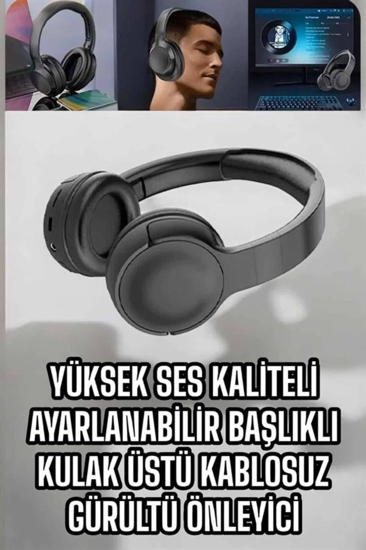 Kablosuz Bluetooth Kulaklık Anc/enc Destekli Kulak Üstü Yüksek Ses Kaliteli