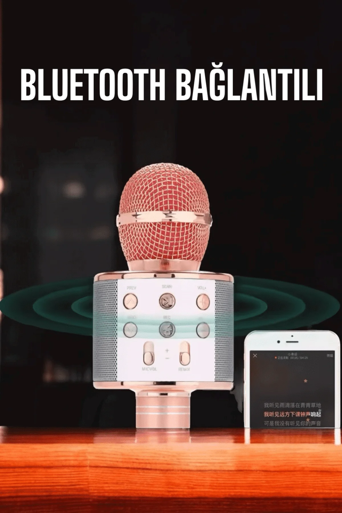Kablosuz Bluetooth Karaoke Mikrofon USB ve AUX Girişli, Yüksek Ses Kalitesi
