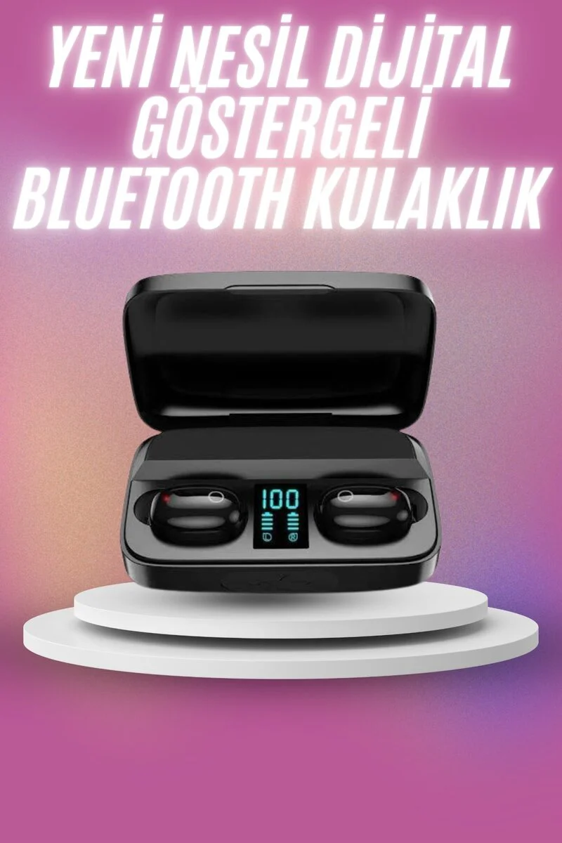 Kablosuz Bluetooth Kulaklık - LED Göstergeli Powerbankli TWS