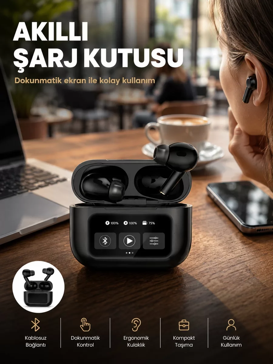 Kablosuz Bluetooth Kulaklık Pro Yeni Nesil - Dokunmatik Kontrol ve Aktif Gürültü Önleme