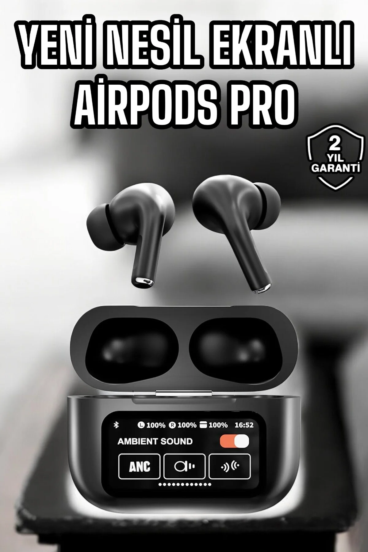 Kablosuz Bluetooth Kulaklık Ekranlı Uzun Şarj Süreli Anc Destekli