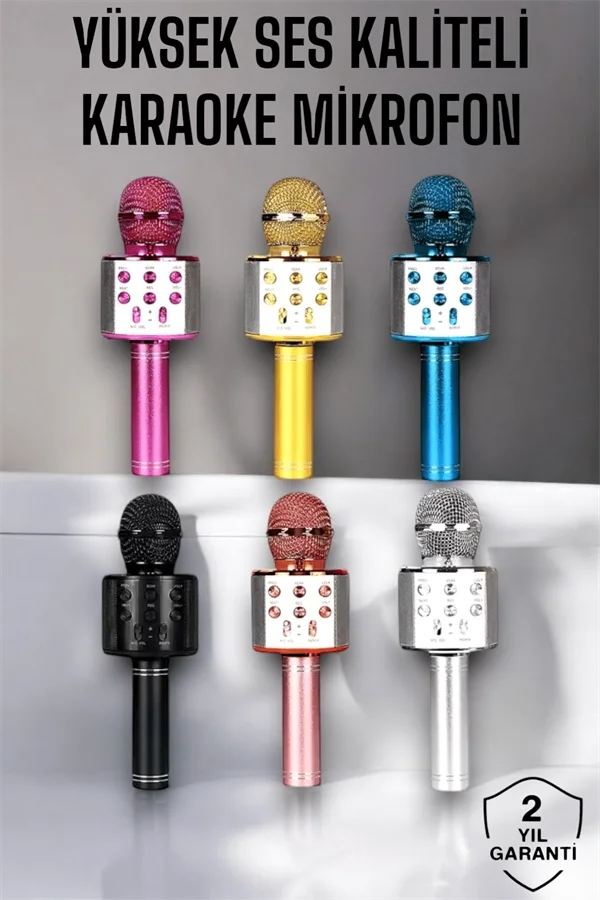 Kablosuz Bluetooth Karaoke Mikrofon USB ve AUX Girişli, Yüksek Ses Kalitesi Kablosuz Bluetooth Karaoke Mikrofon USB ve AUX Girişli, Yüksek Ses Kalitesi