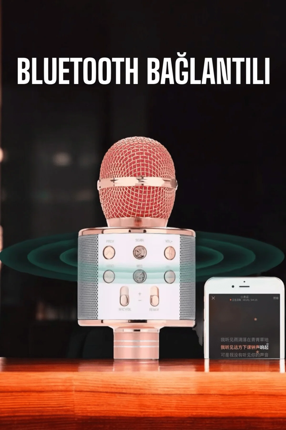 Kablosuz Bluetooth Karaoke Mikrofon USB ve AUX Girişli, Yüksek Se